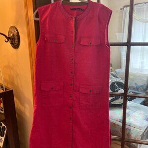 Gundrun Sjoden - Linen Organic Cotton Pink Lagenlook Buttondown Tunic Dress - S